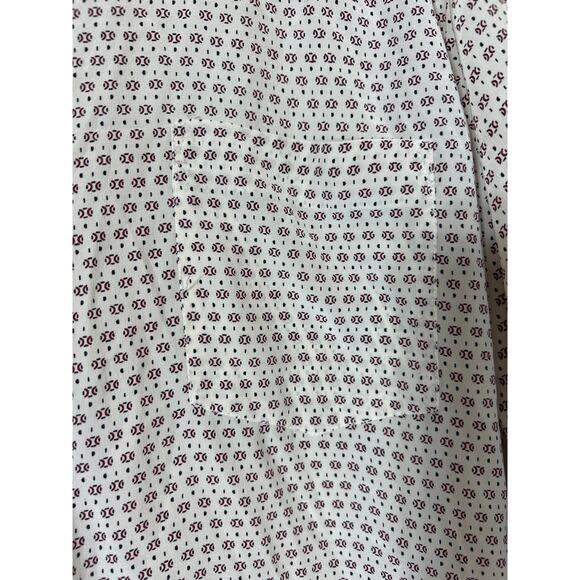 Vintage Double Red Horse Button Up 15 1/2 Cream Red Print 100% Pure Silk - Picture 4 of 9